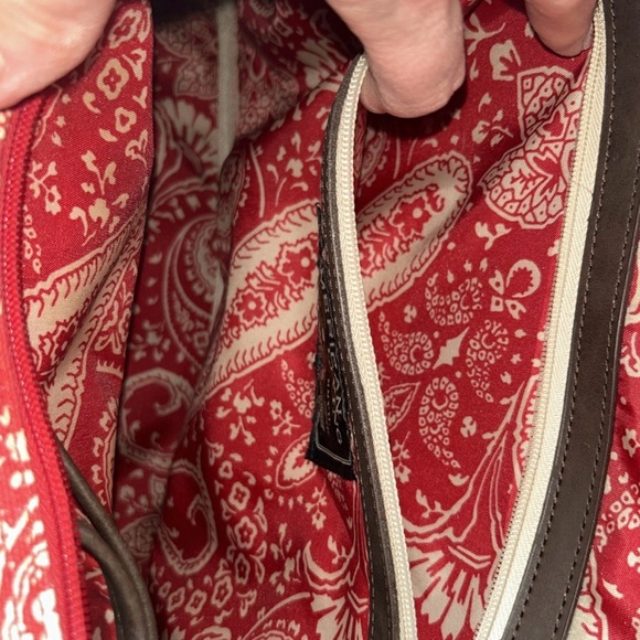 American Living Ralph Lauren Tote Bag Women Red Paisley Canvas Shoulder Satchel - Picture 7 of 10